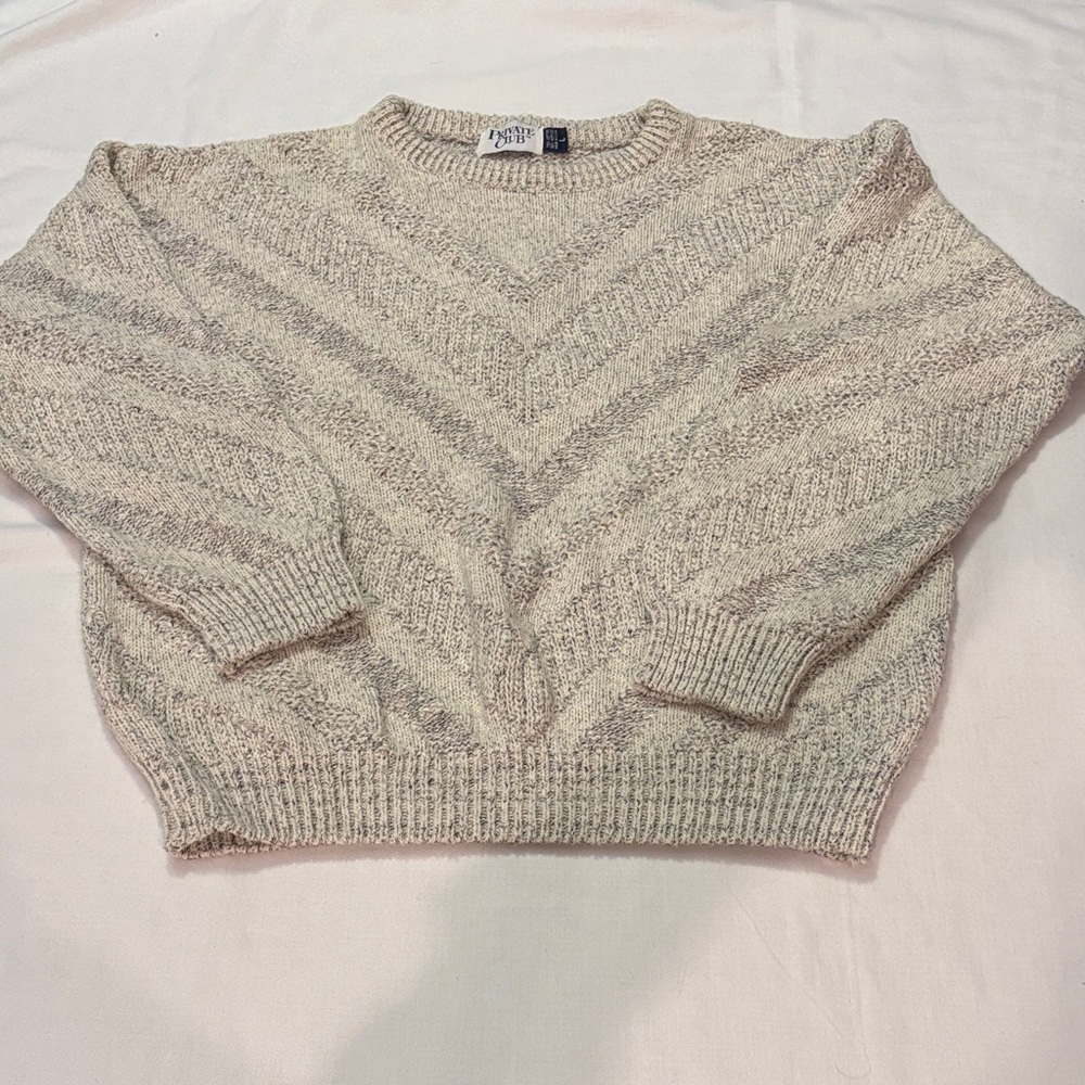 Elegant Chevron Knit Vintage Mens Sweater - Size M